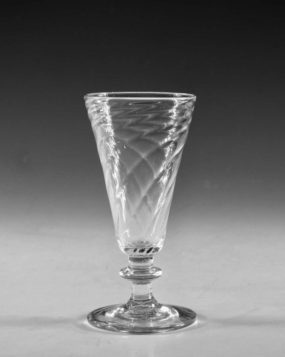Antique wrythen ale glass English circa 1800