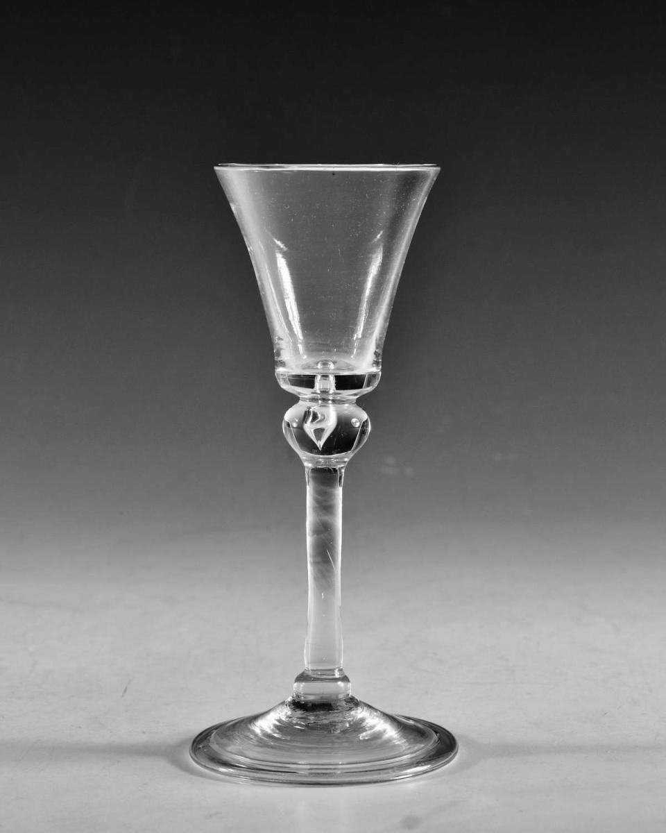 Antique balustroid wine glass English circa 1740