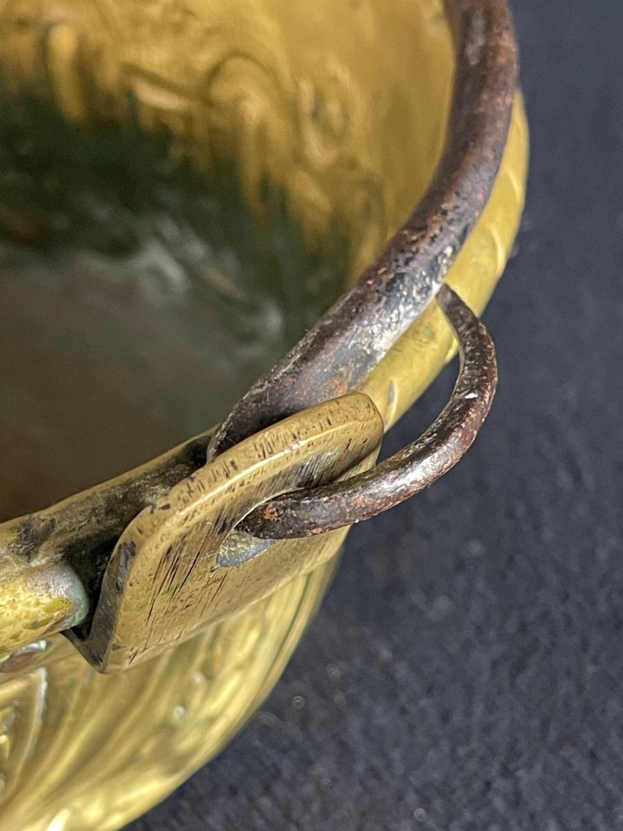  brass bowl with iron handle