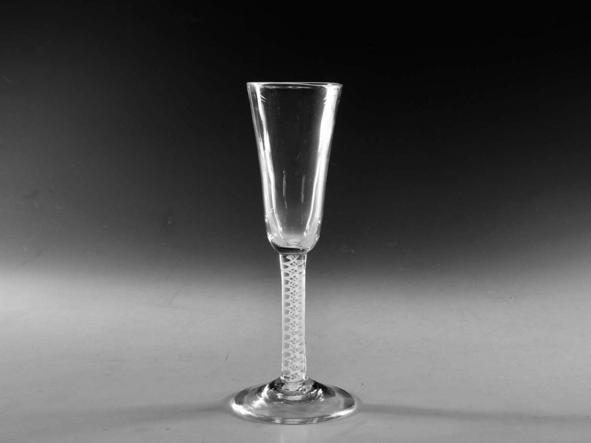 Antique ale glass opaque twist English circa 1765