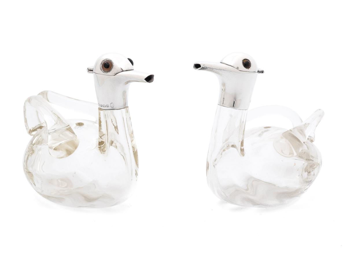 Overview of the rear of the duck decanters
