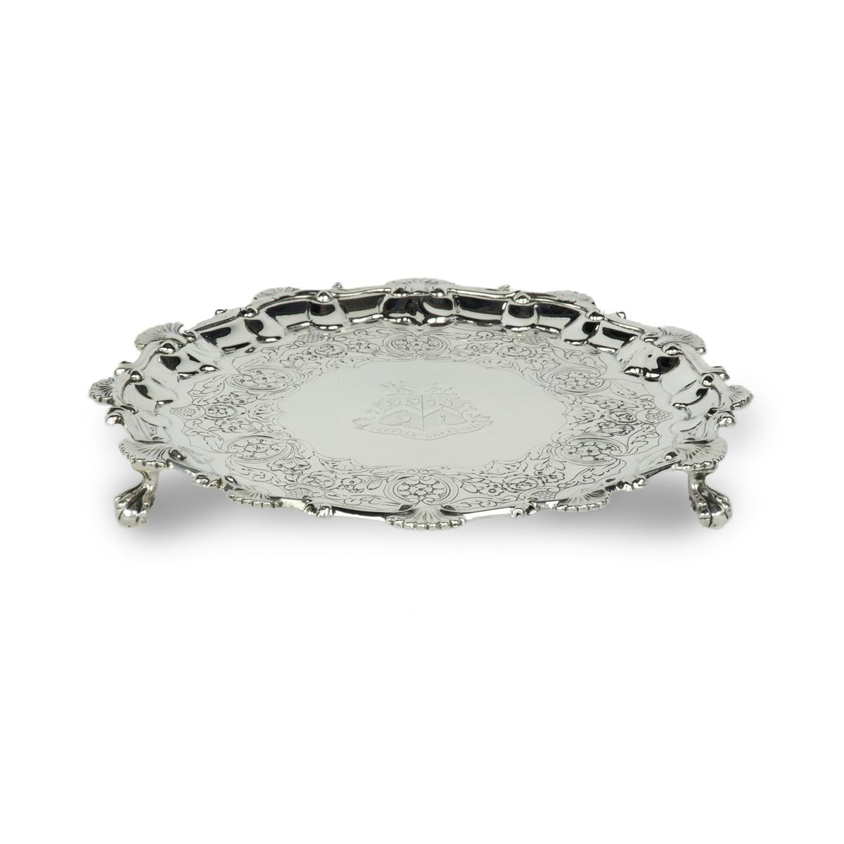 George IV crested silver tray commemorating the marriage of Lieutenant Colonel Thomas Arthur, 3rd Dragoon Guards