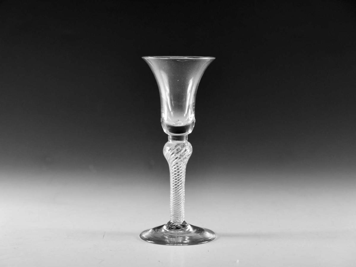 Antique multi spiral air twist wine glass English circa 1765