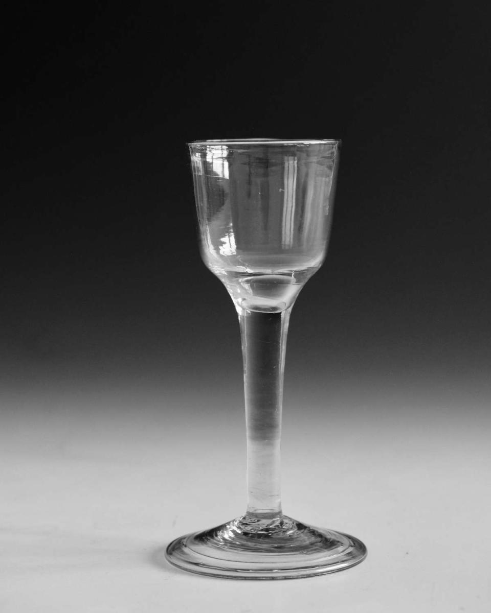 Antique plain stem wine glass English circa 1760