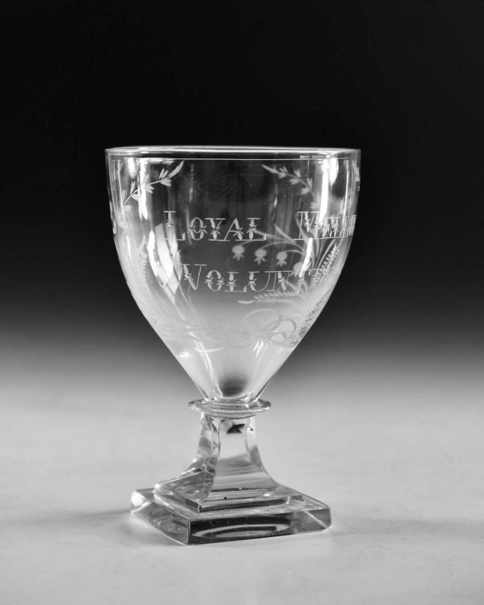 Antique Glass Rummer Loyal Mellor Volunteers circa 1790