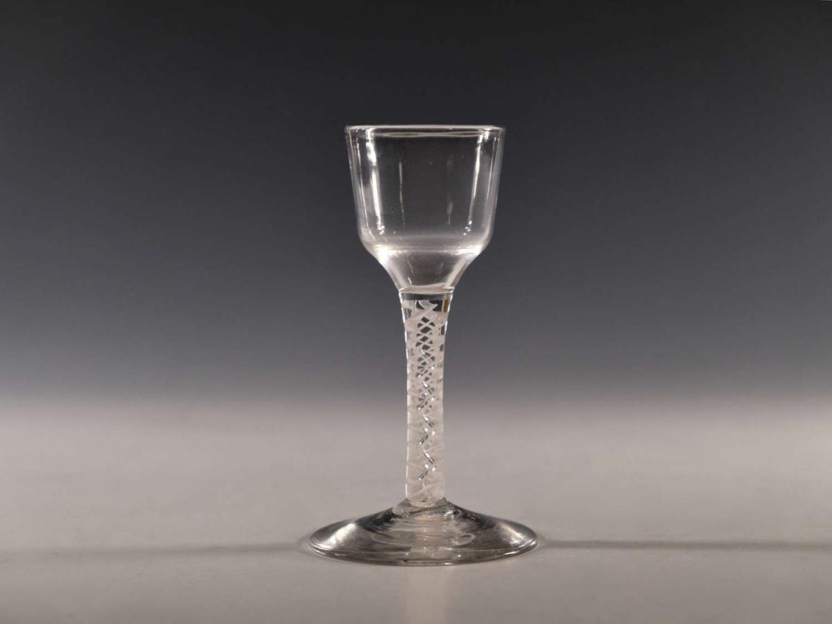 Antique wine glass opaque twist circa 1765