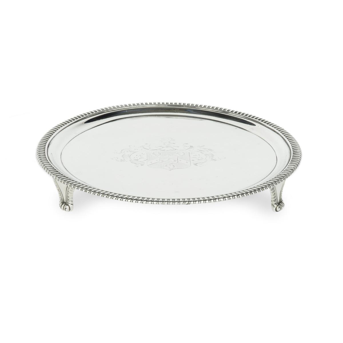 George III silver tray commemorating the marriage of Admiral Thomas Le Marchant Gosselin