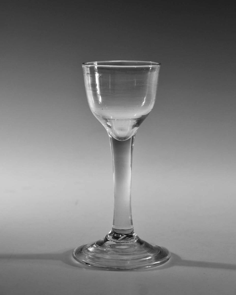 Antique wine glass Plain stem English circa 1760