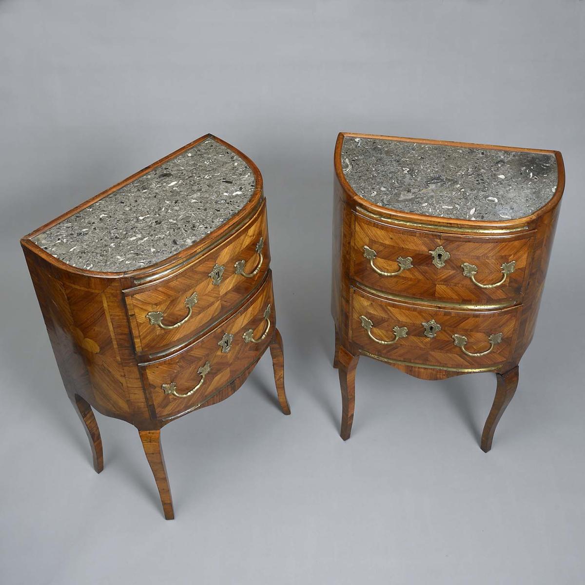 Pair of Commodini with Fossil Marble Tops
