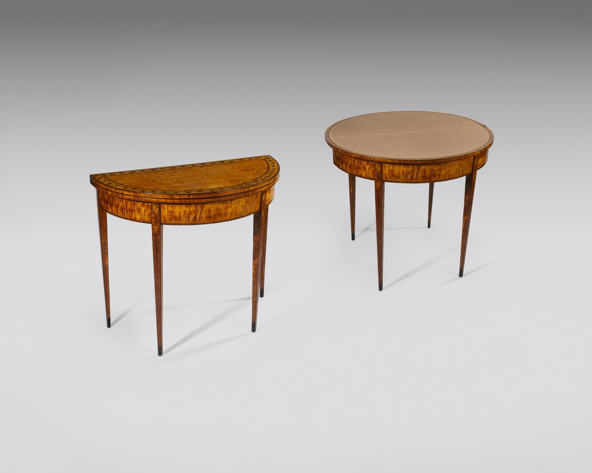 18th century pair of satinwood card tables