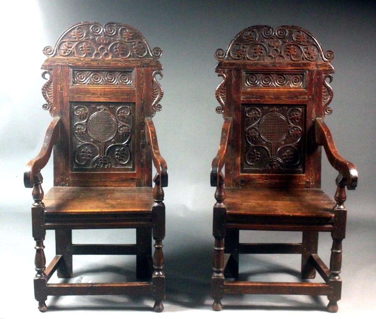 Pair of Oak Wainscot Chairs