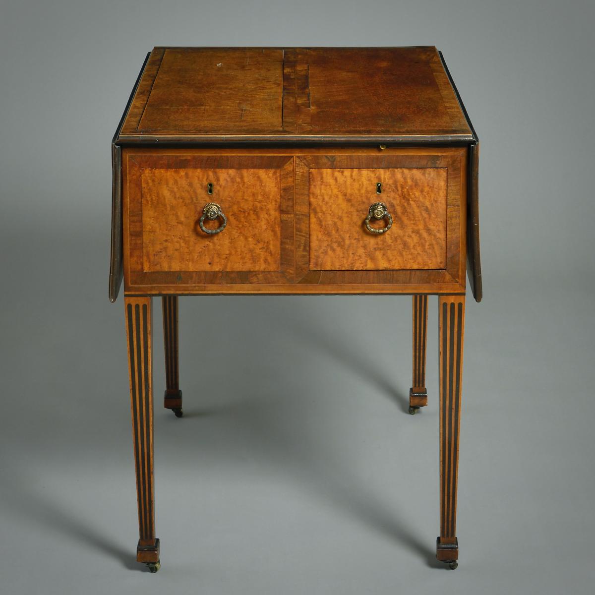 George III Burr-Maple, Fustic, Ebony and Holly Harlequin Pembroke Table By Mayhew And Ince