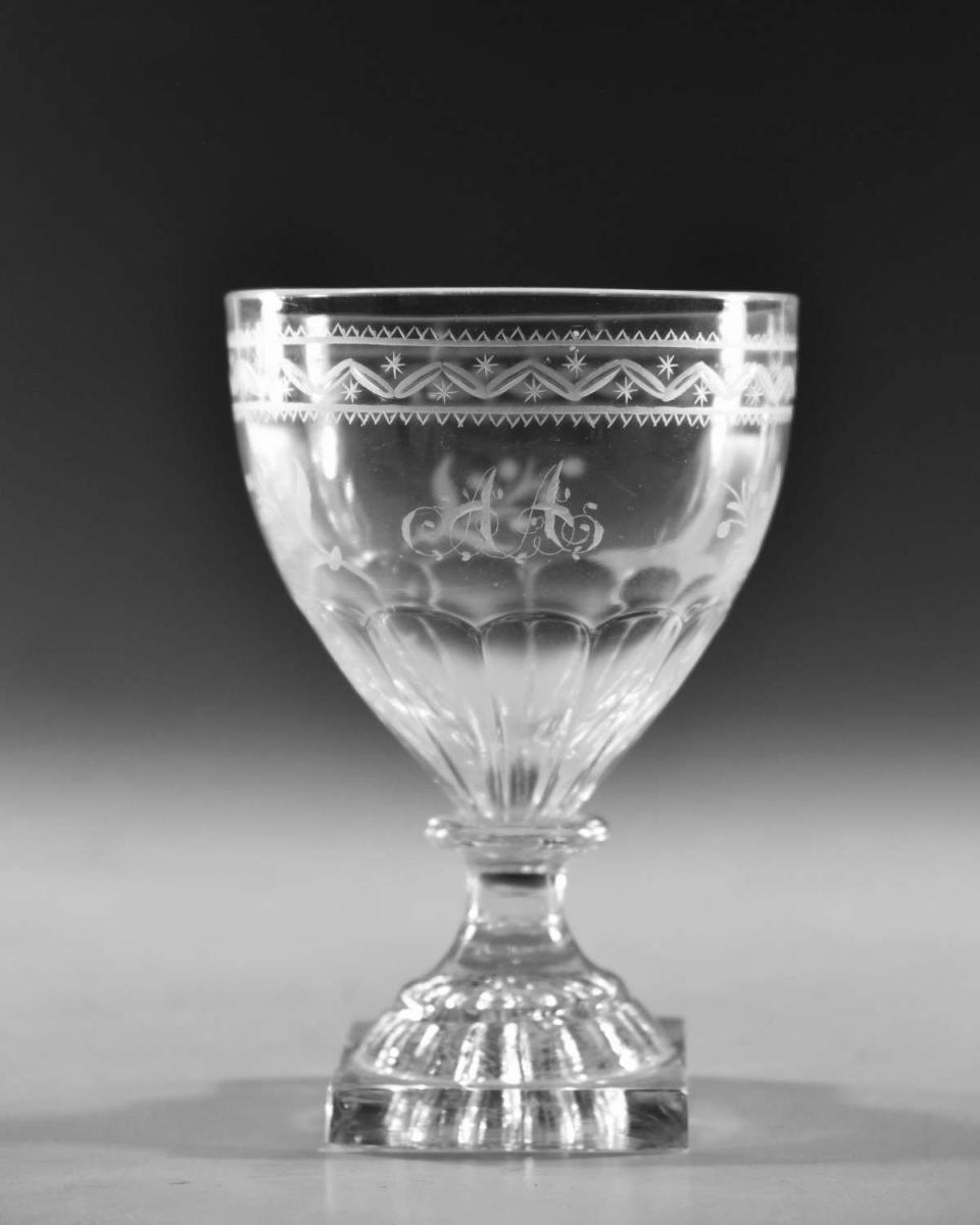 Antique glass rummer engraved English circa 1800