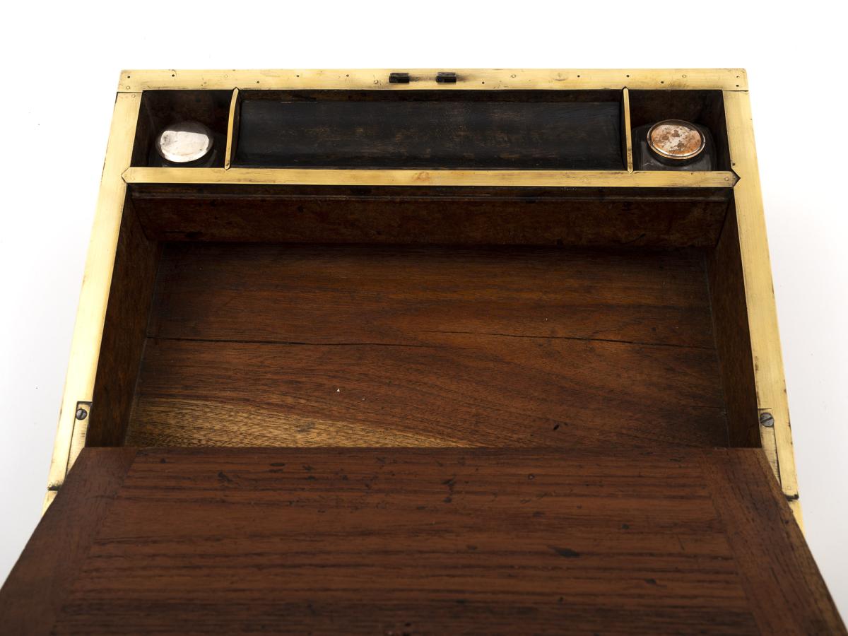 Close up of the top compartment of the writing box