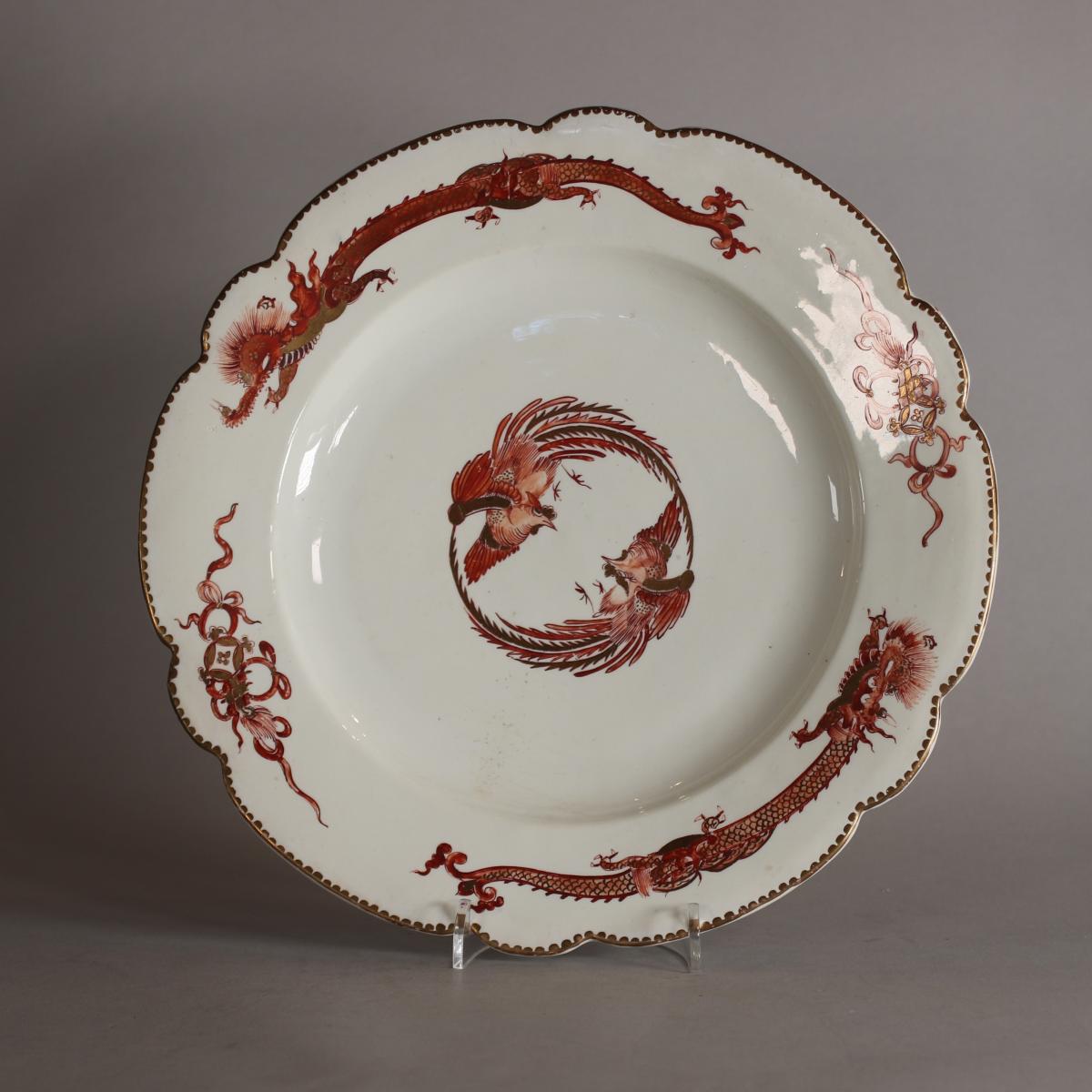 A Chantilly Porcelain Red Dragon Saucer Dish Circa 1740
