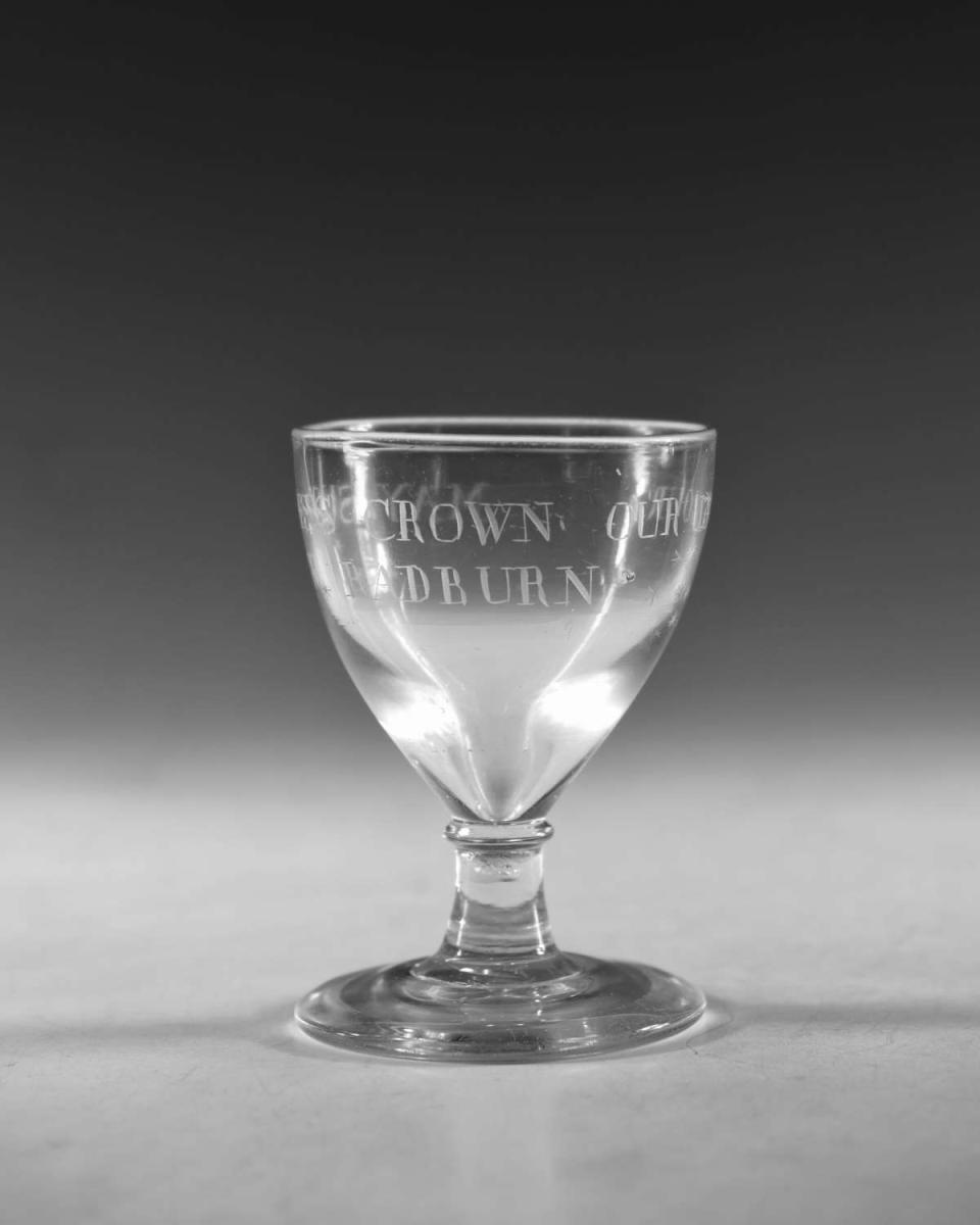 Antique glass engraved rummer English circa 1800