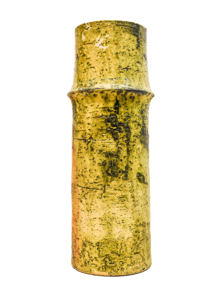 Tall yellow/green vase by Marcello Fantoni Italy