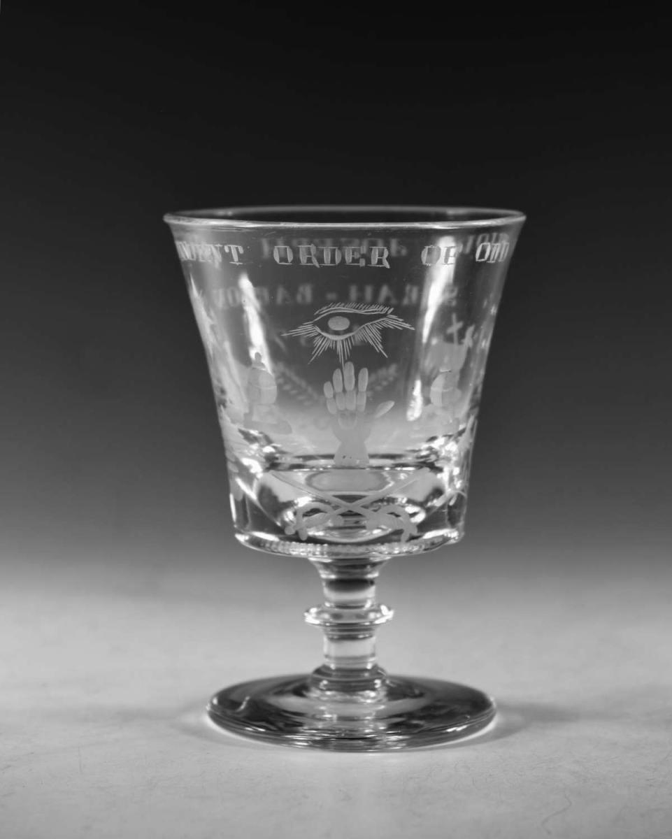 Antique glass Odd Fellows rummer English 1837
