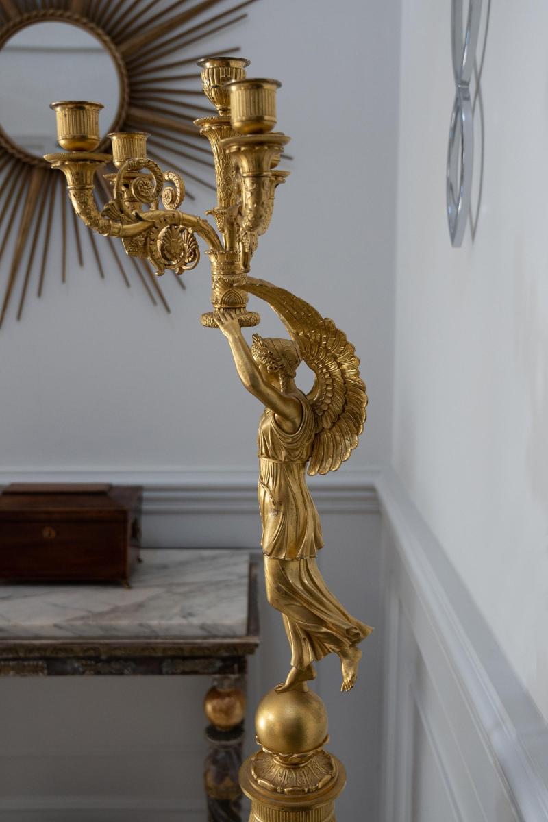 Exceptional Pair of French Late Empire Gilt-bronze Candelabra Attributed to Pierre-philippe Thomire