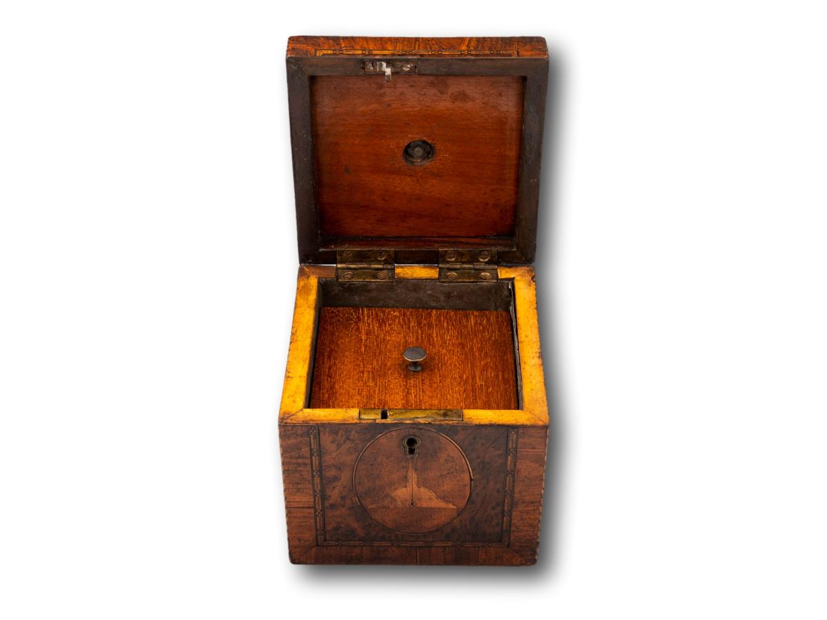 Overview of the Masonic Tea Caddy with the lid up