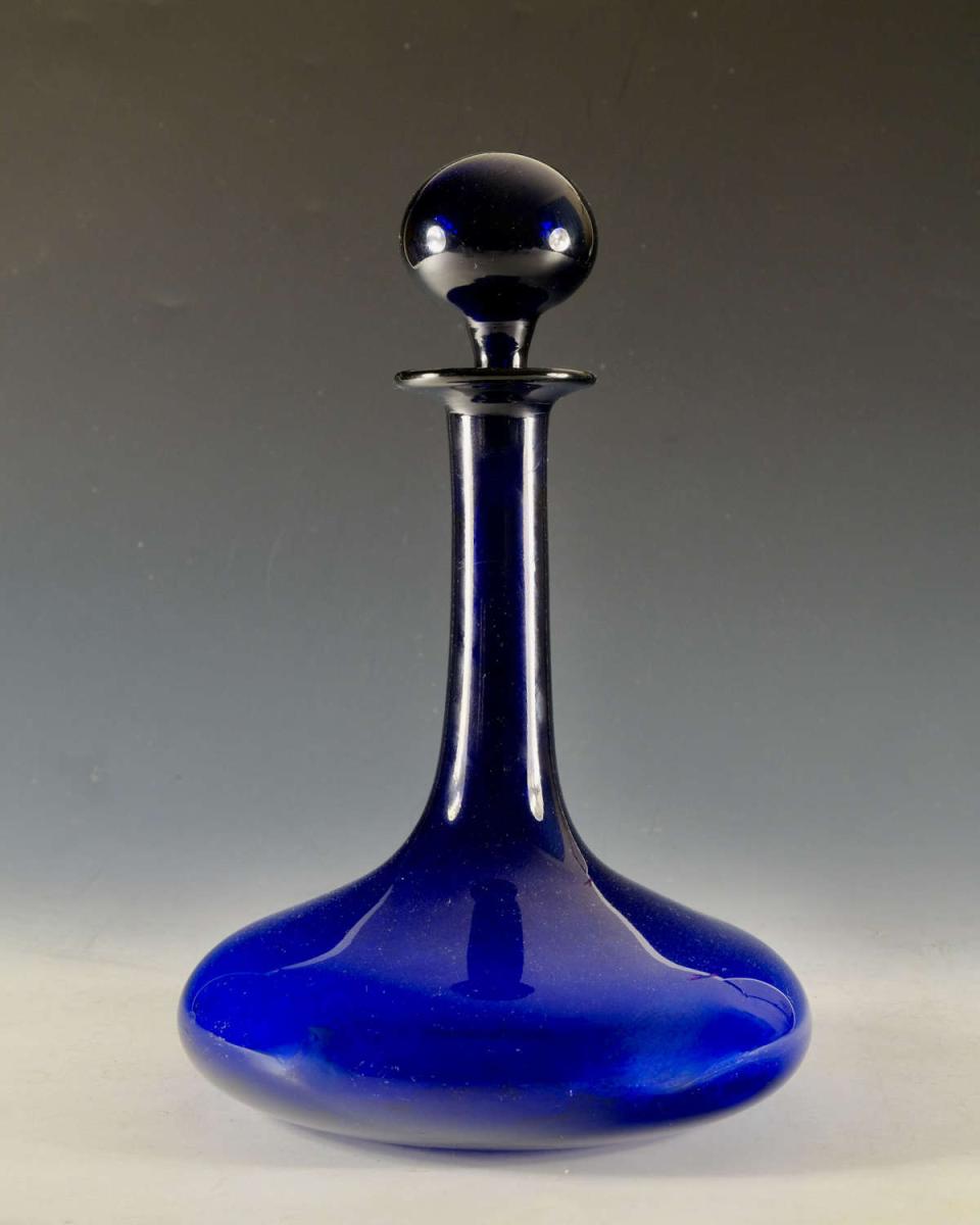 Antique glass blue Mel decanter circa 1850