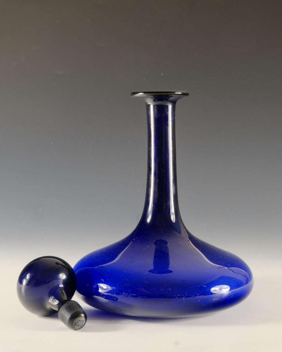 Antique glass blue Mel decanter circa 1850