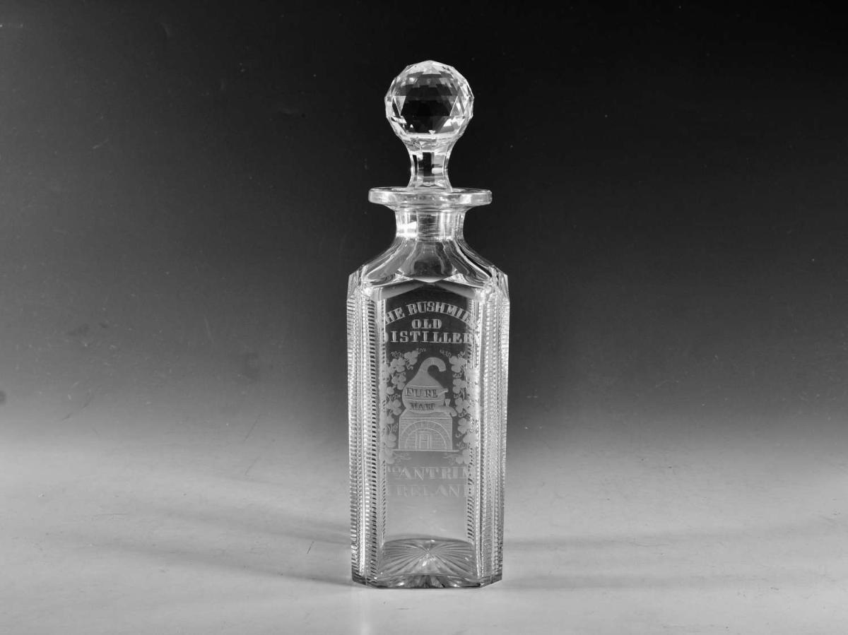 Antique glass Bushmills Whiskey Decanter circa 1890