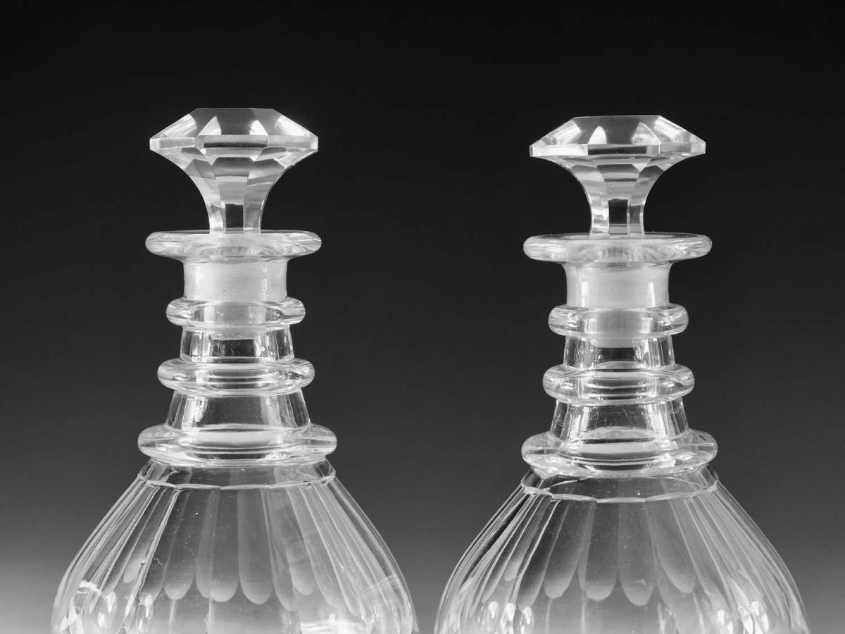 Antique glass decanters pair English circa 1840