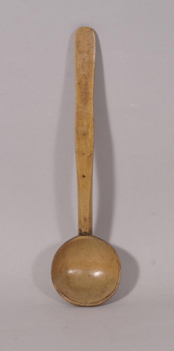 S/5769 Antique Treen 19th Century Welsh Sycamore Cawl Spoon