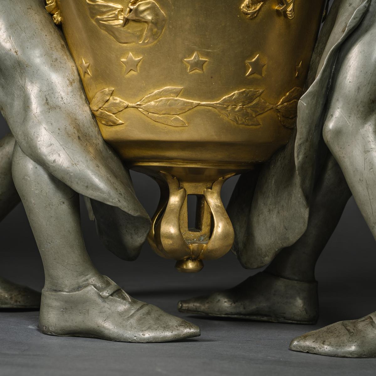 Gilt and Pewter Patinated Bronze Sculptural Jardiniere