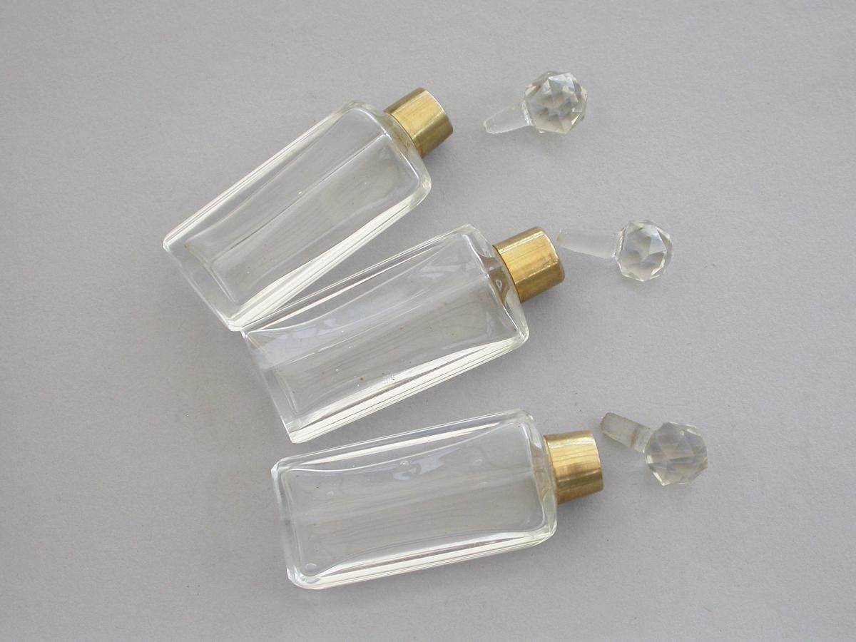 Early 20th Century French Silver Gilt Garniture of 3 Scent Bottles