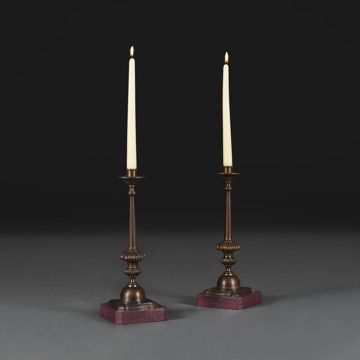 Pair of Early 19th Century Bronze Candlesticks