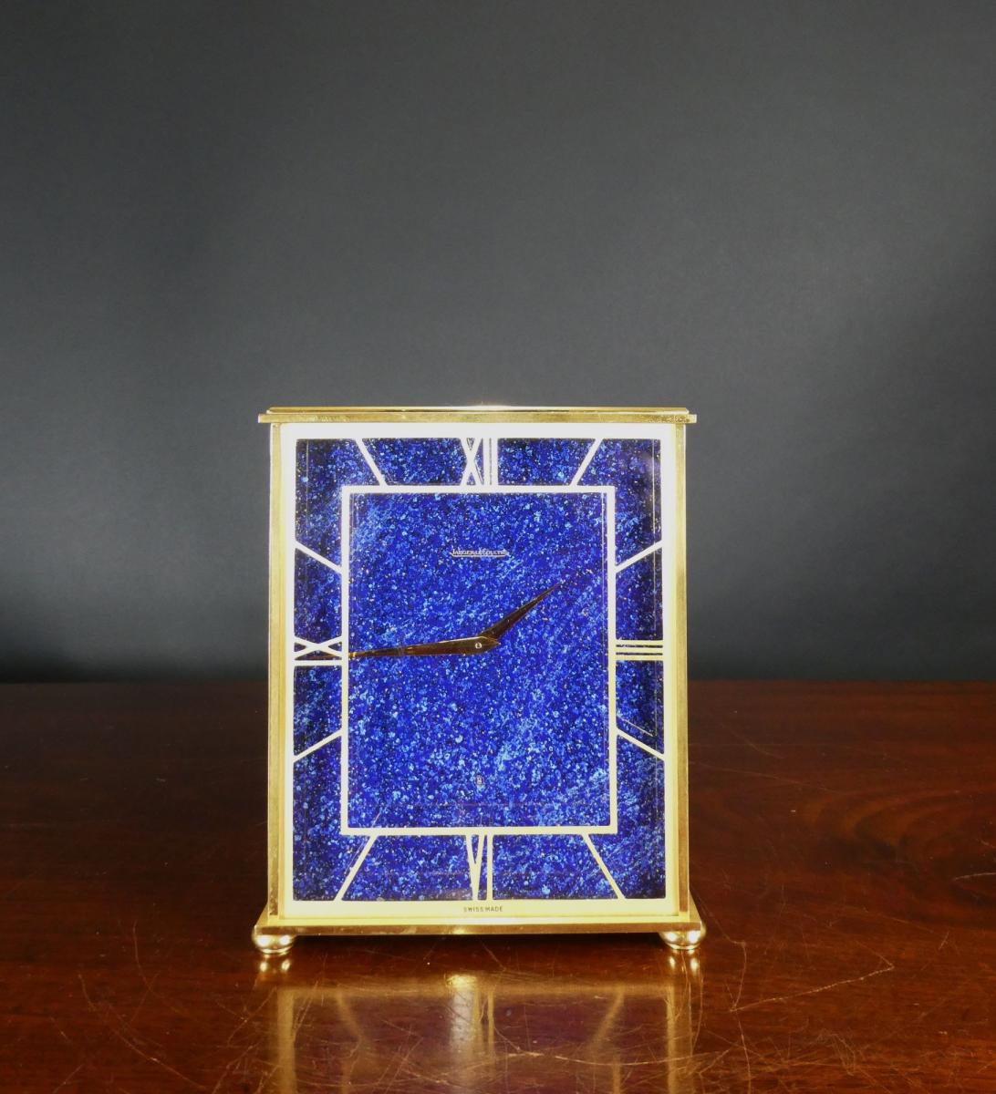 Gilded and Lapis Lazuli Mantel Clock by Jaeger Le Coultre