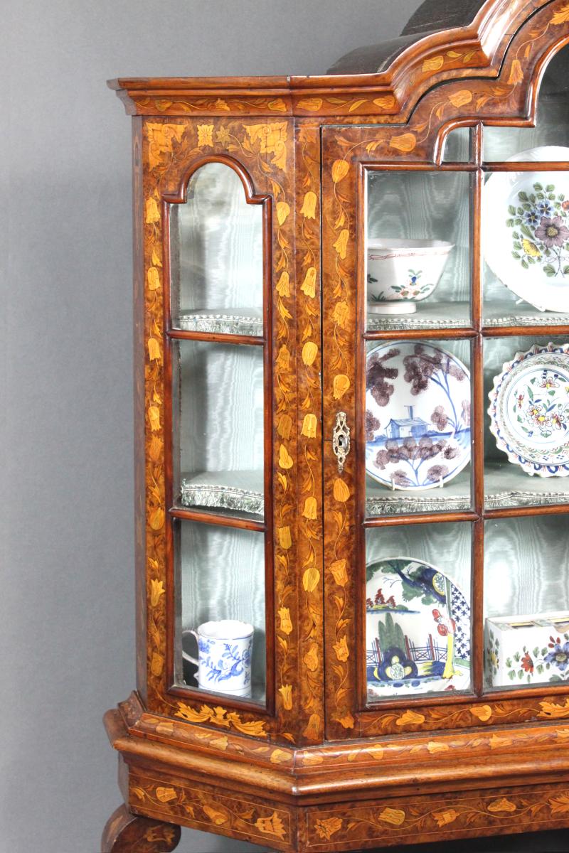 Dutch Marquetry Glazed Cupboard
