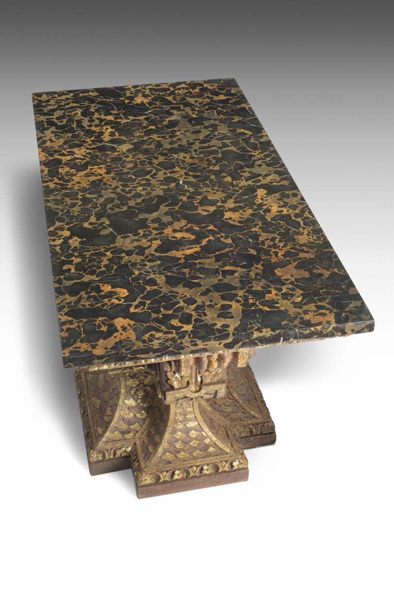 A George II Simulated Mahogany and Parcel-gilt Pier Table, the design attributed to William Kent