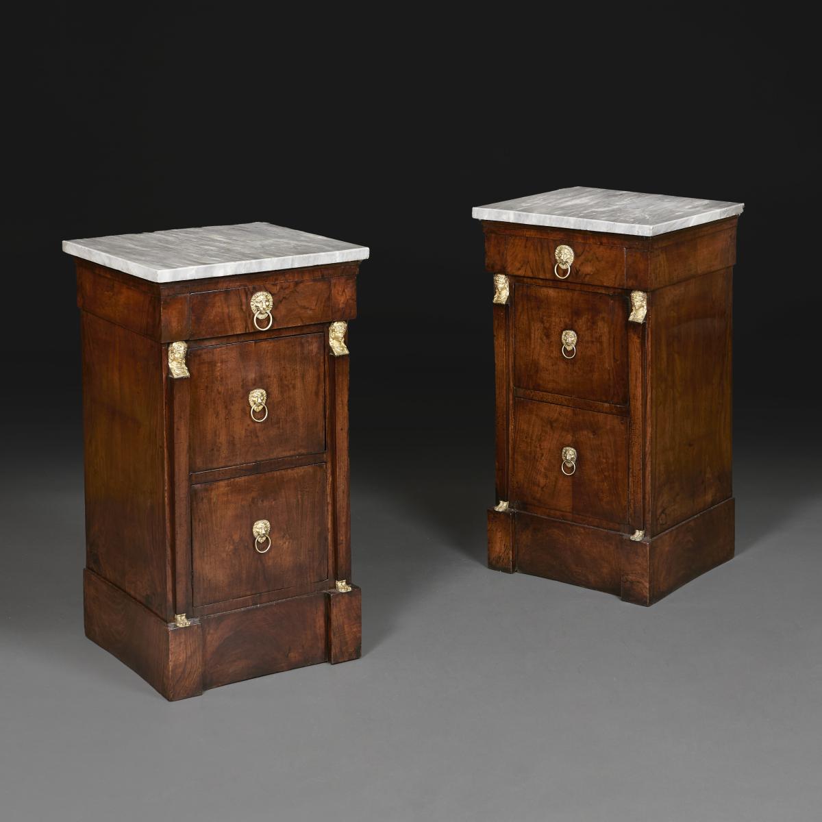 Pair of 19th Century Empire Bedside Cabinets
