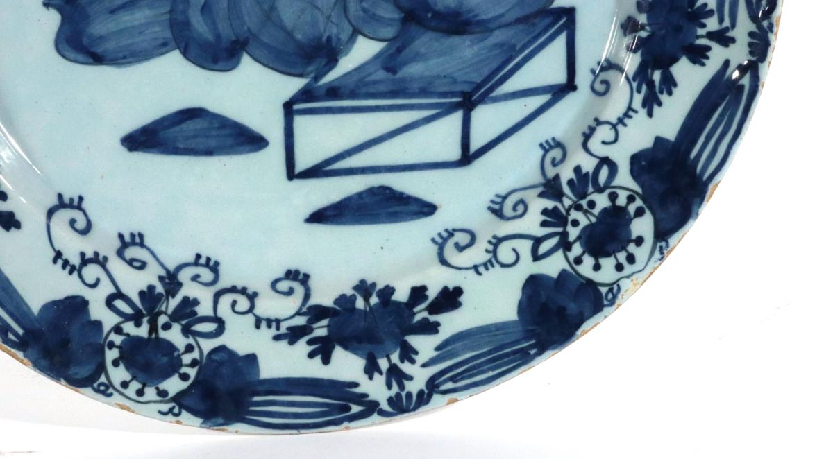 Dutch Delft Large Chinoiserie Blue and White Chargers, Circa 1765