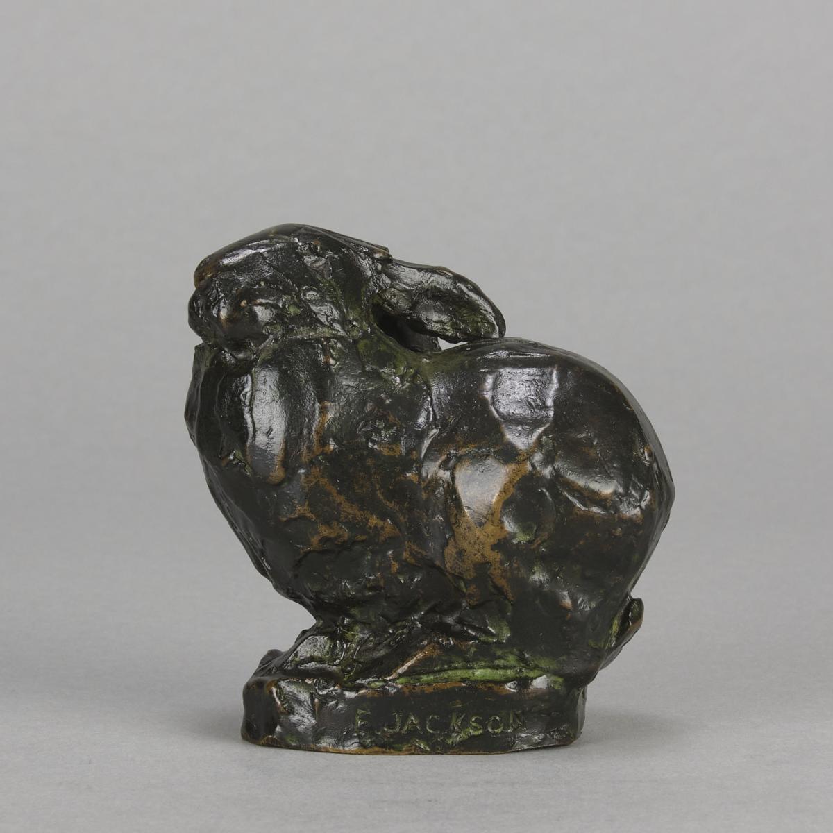 Early 20th Century Bronze Sculpture entitled "Seated Rabbit" by Ernest Jackson