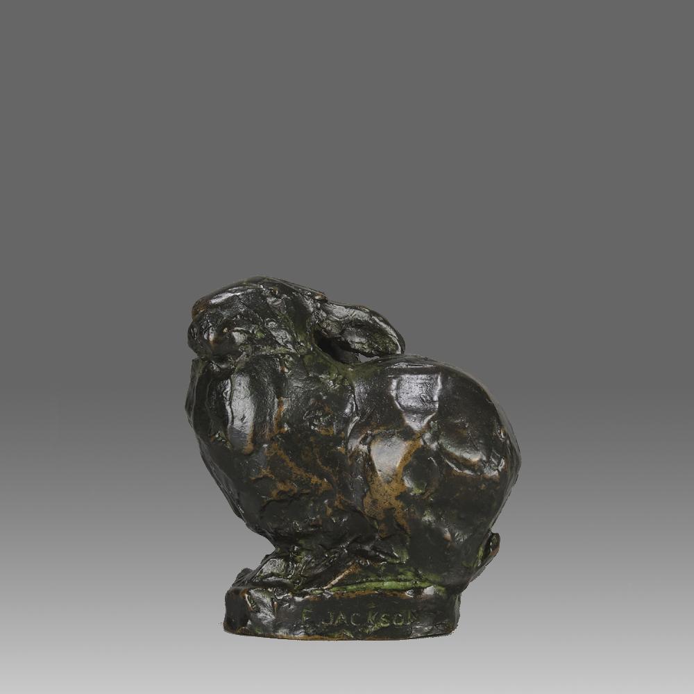 Early 20th Century Bronze Sculpture entitled "Seated Rabbit" by Ernest Jackson