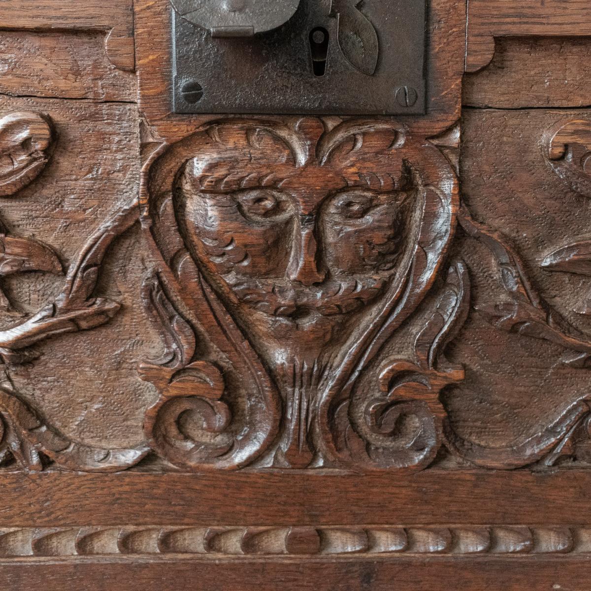 A rare Elizabeth I boarded oak chest, West Country, circa 1600