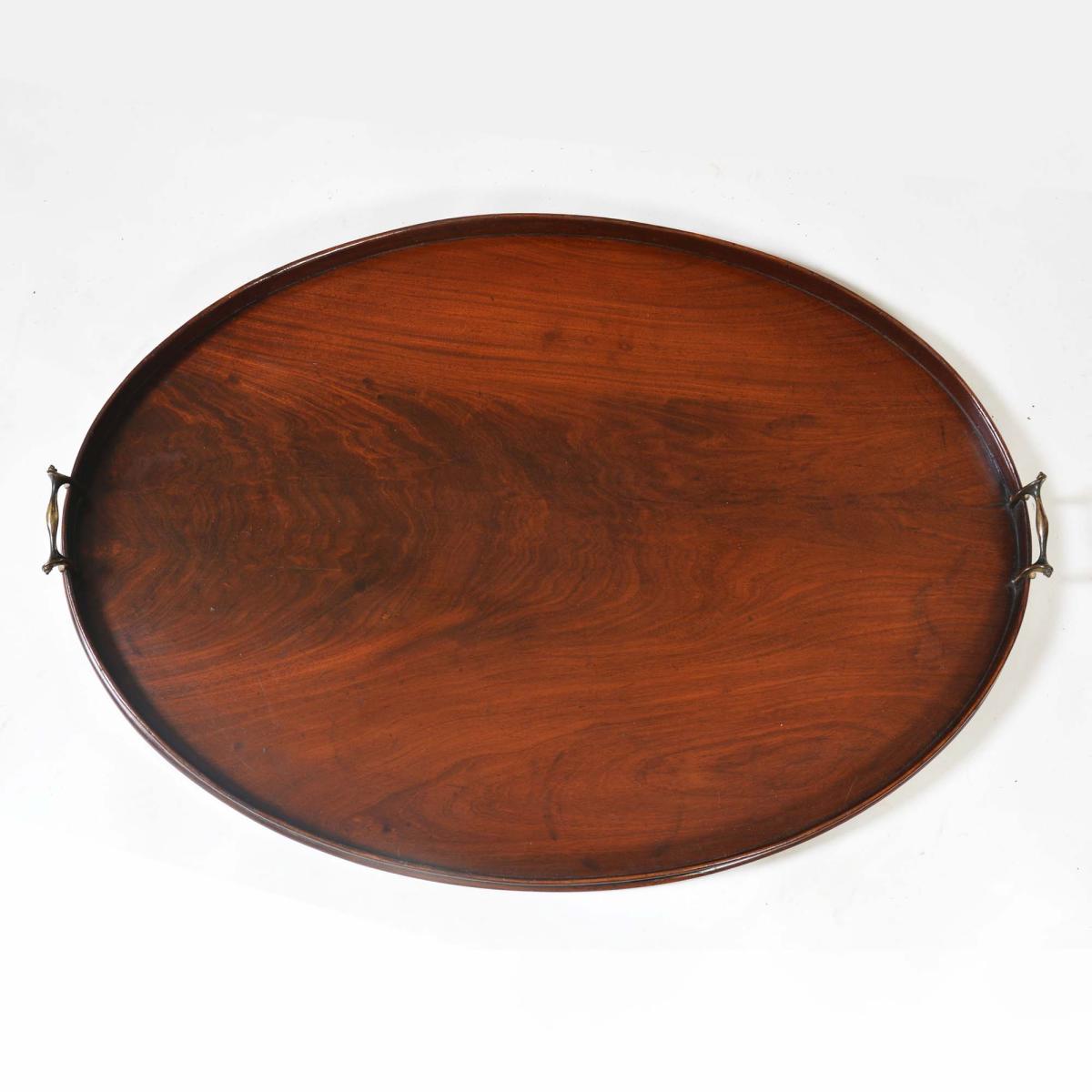 Large Georgian oval mahogany butler's tray
