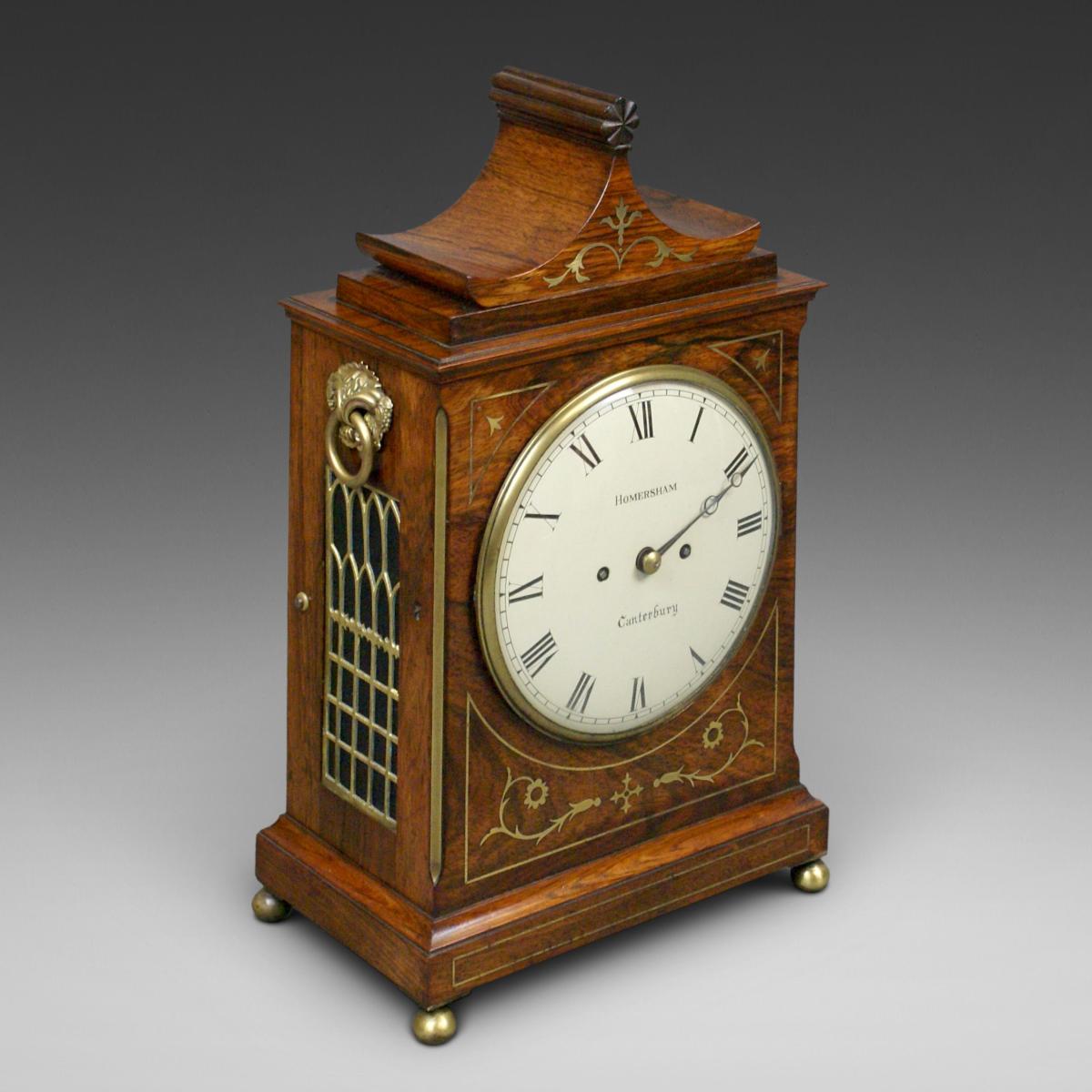 Regency period rosewood and brass inlaid Bracket clock