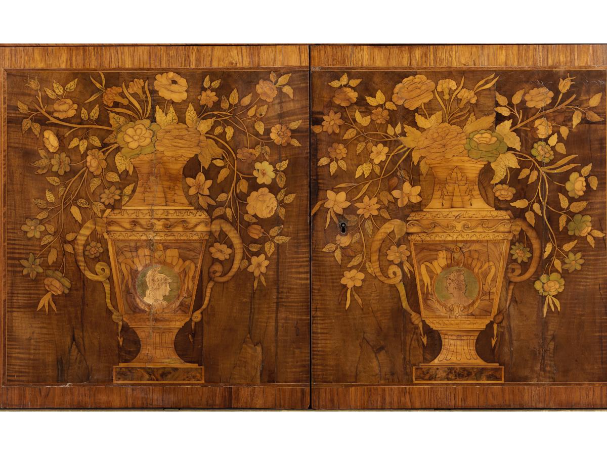 A Louis XVI Ormolu-Mounted, Tulipwood, Sycamore and Fruitwood Marquetry and Mother of Pearl Inlaid Secretaire A Abattant attributed to Christophe Wolff  Circa 1780