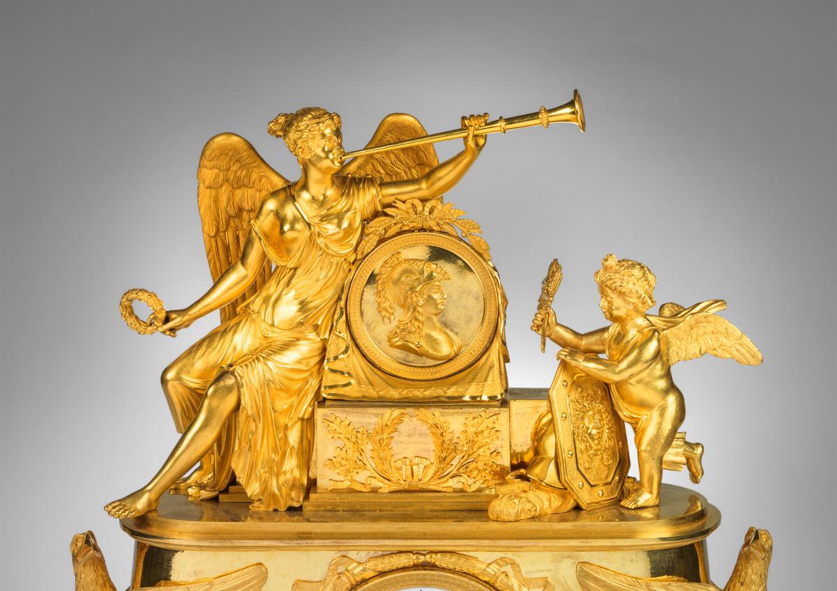 An Empire Clock Representing The Victory of Austerlitz Attributed to Pierre-Philippe Thomire. Circa 1806
