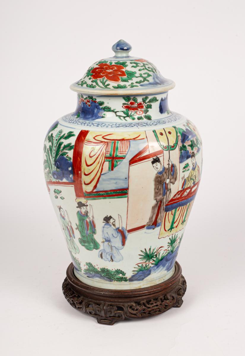 A Wucai Baluster Jar and Cover
