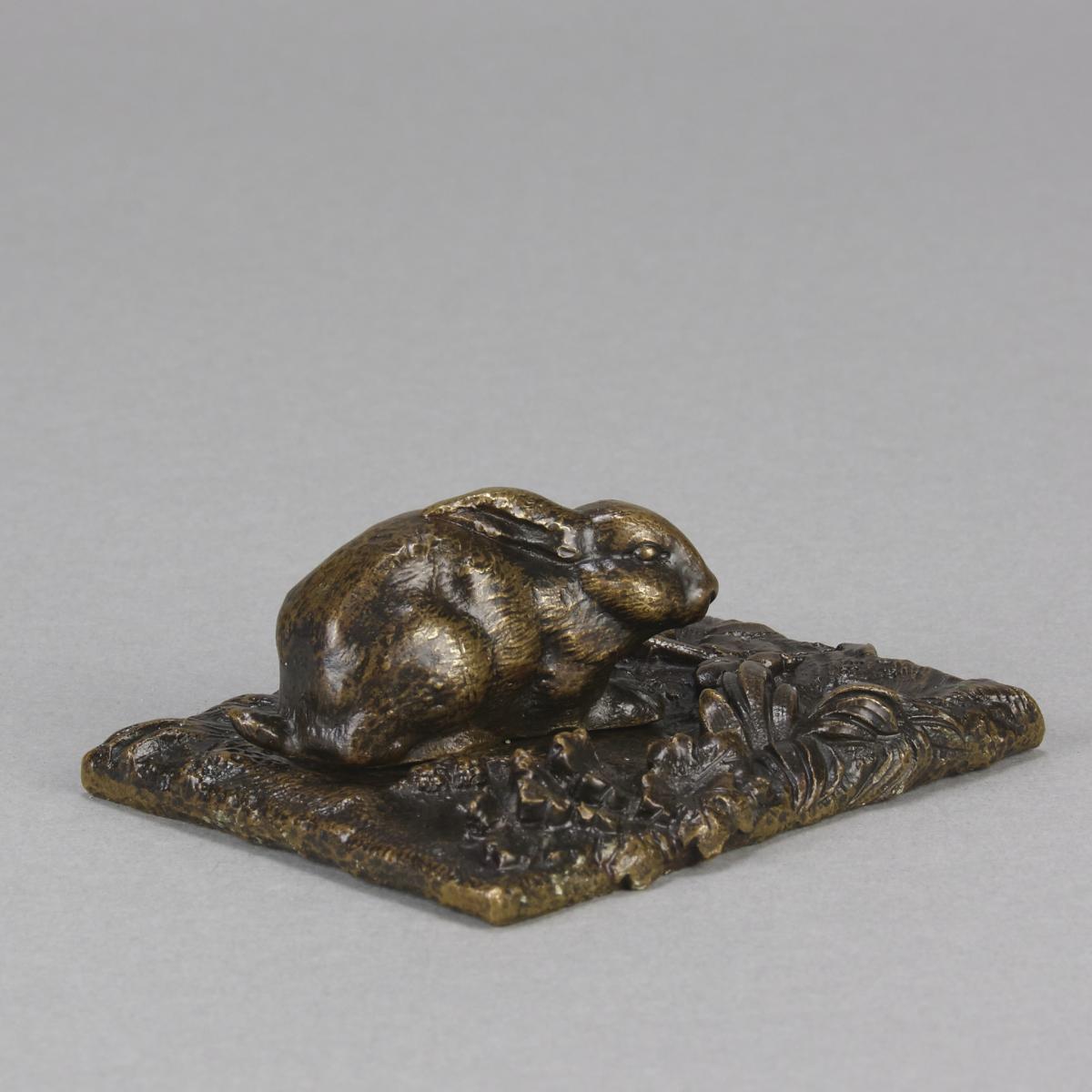 Early 20th Century Animalier French Bronze Sculpture entitled "Seated Rabbit"