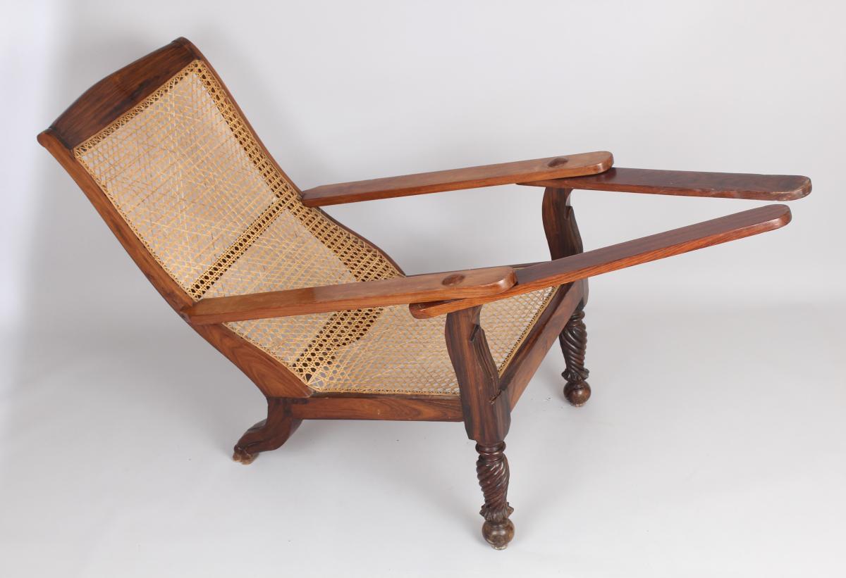 mid 19th century teak and cane Planter’s Chair