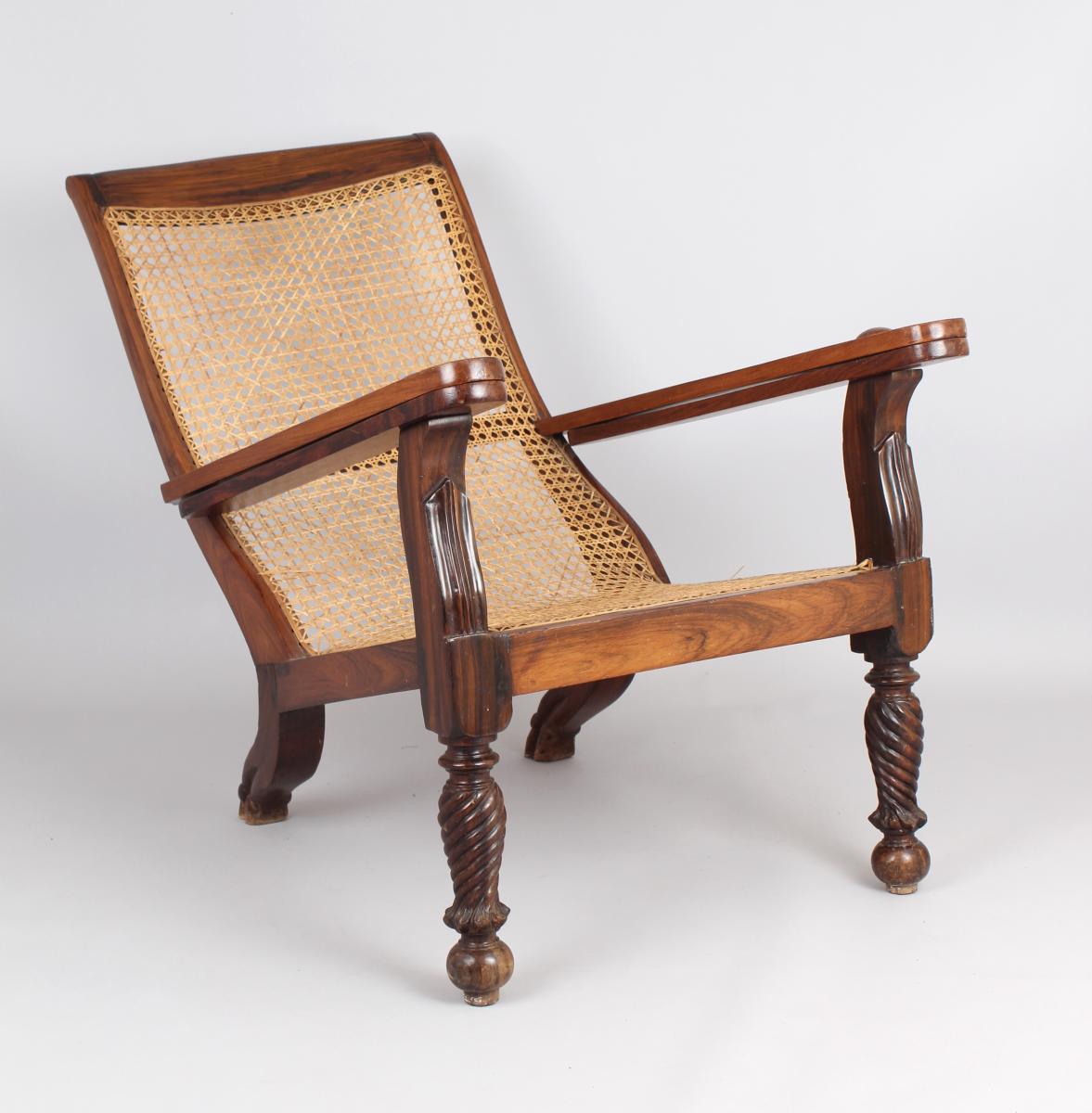 mid 19th century teak and cane Planter’s Chair