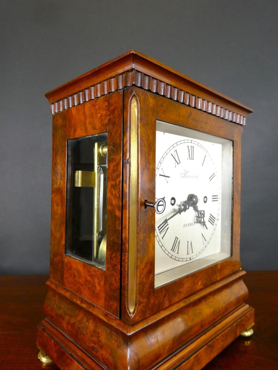 Regency Walnut Library Bracket Clock by Barrauds, London