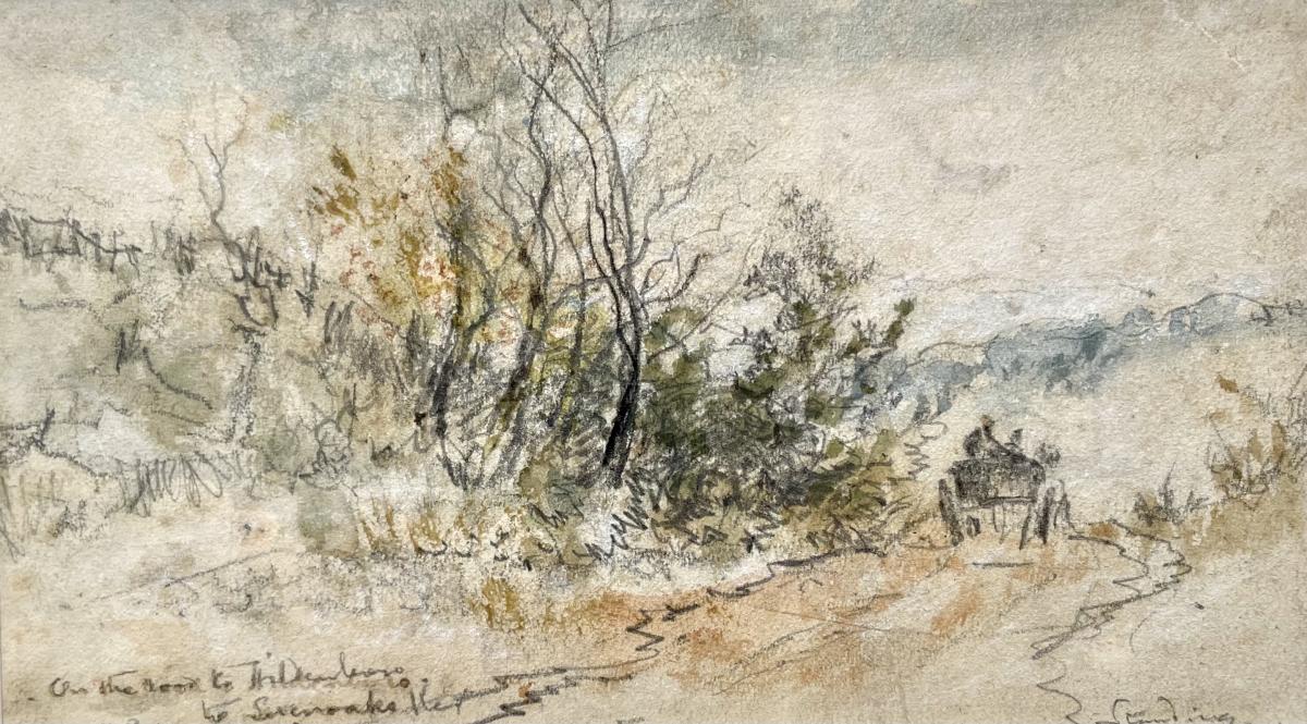 Adolphe Ragon - On the Road from Hildenborough to Sevenoaks, Kent - watercolour drawing